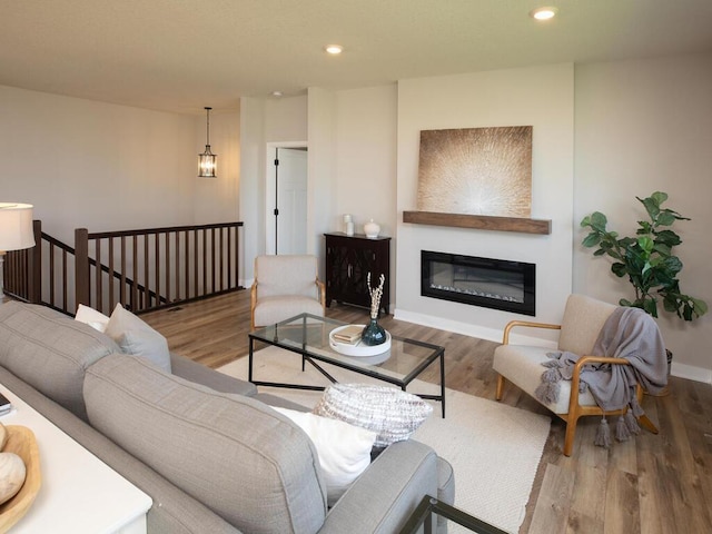 living room featuring light hardwood / wood-style floors