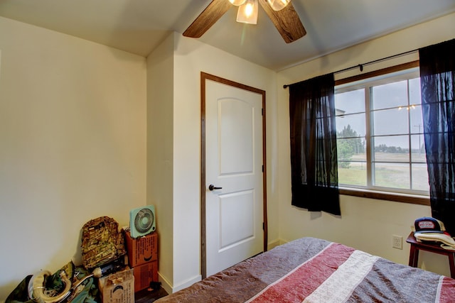 bedroom featuring ceiling fan