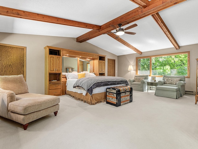 6678 Hemlock Ln N, Maple Grove, MN 55369 - bedroom featuring light colored carpet, a baseboard heating unit, and ceiling fan