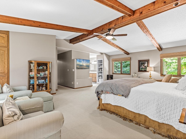 6678 Hemlock Ln N, Maple Grove, MN 55369 - bedroom with light colored carpet, baseboards, a ceiling fan, and ensuite bath