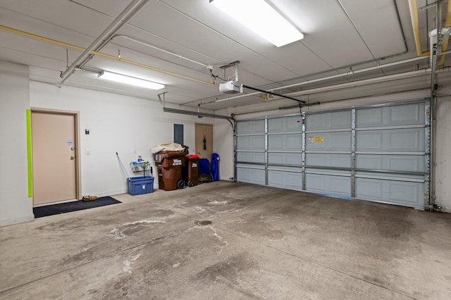 garage with a garage door opener