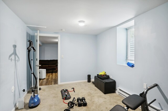 3532 Longfellow Ave, Minneapolis, MN 55407 - workout area with carpet, baseboards, and baseboard heating