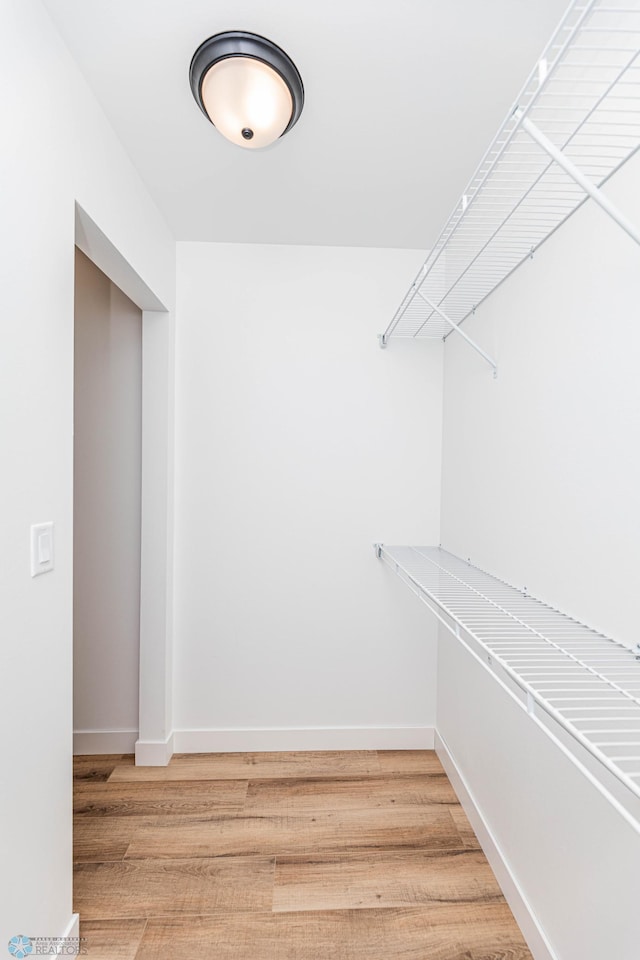 walk in closet featuring wood-type flooring