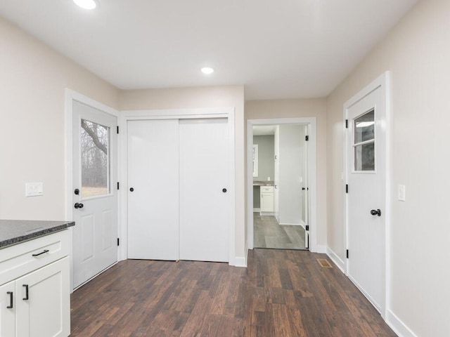 interior space featuring dark hardwood / wood-style floors