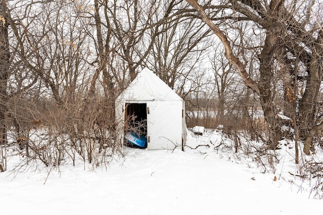 view of snow covered structure