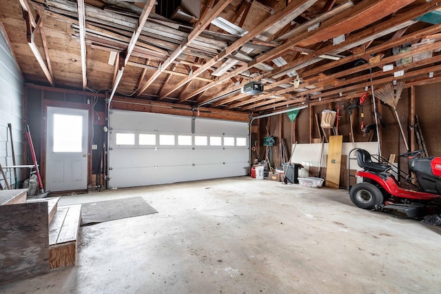 garage with a garage door opener