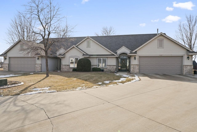 single story home featuring a garage