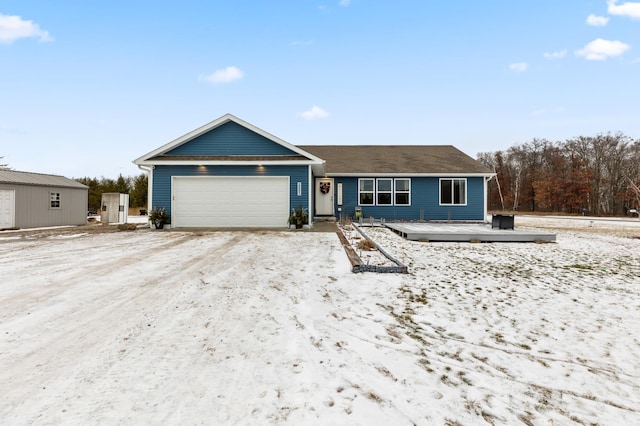 single story home with a garage