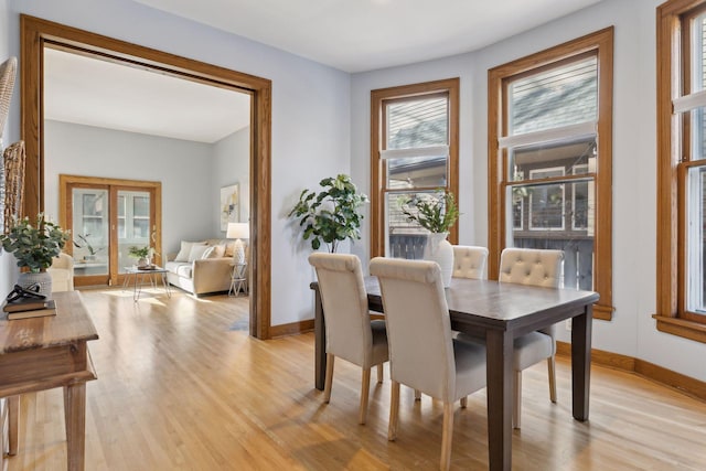 dining room with light hardwood / wood-style floors