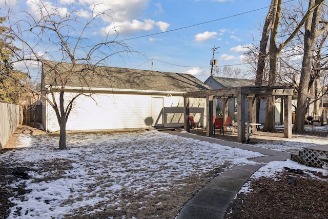 view of yard covered in snow