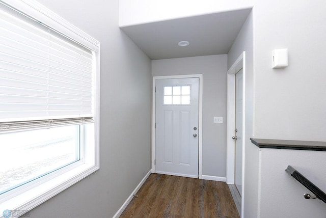 entryway with dark hardwood / wood-style floors