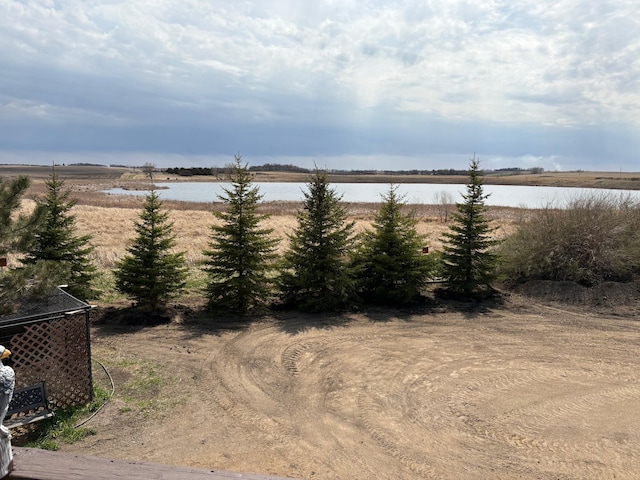 view of yard with a water view