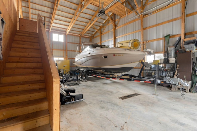 garage featuring metal wall