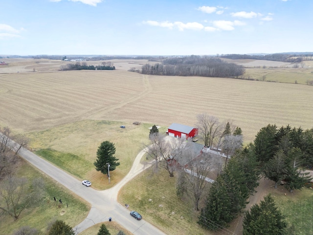 drone / aerial view with a rural view