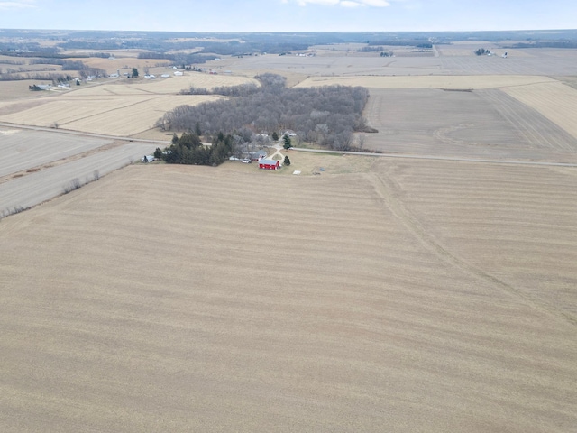 birds eye view of property featuring a rural view