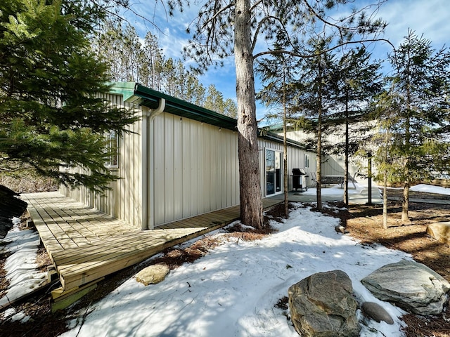 view of snow covered exterior