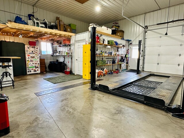 garage featuring metal wall