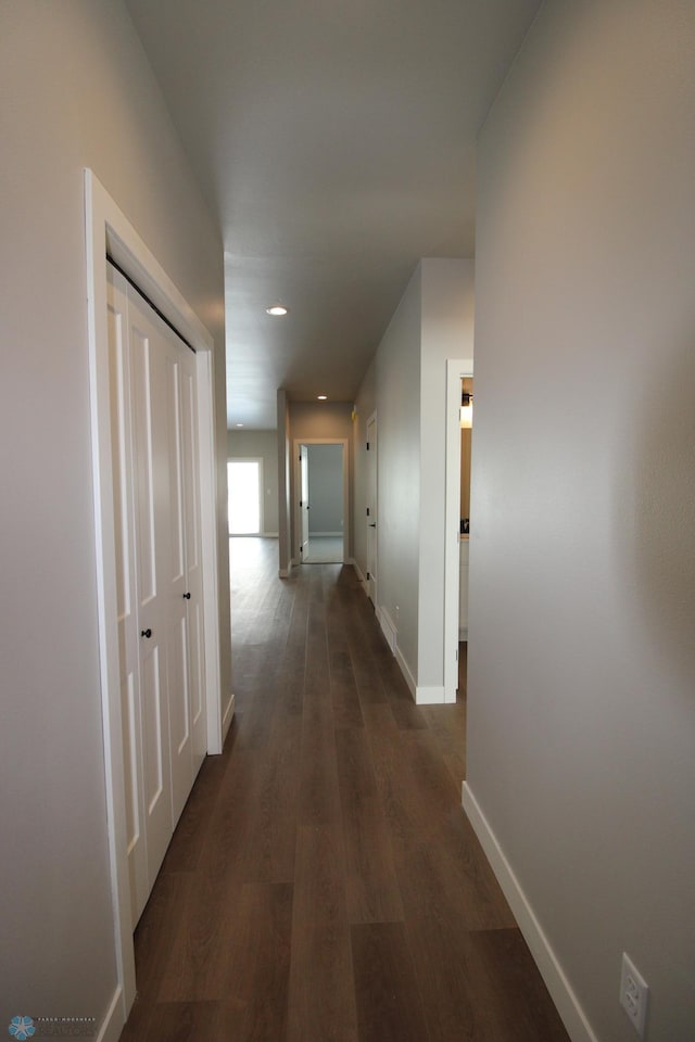 hallway featuring dark hardwood / wood-style floors