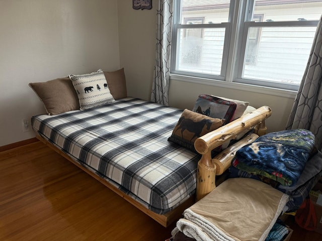 bedroom with hardwood / wood-style floors