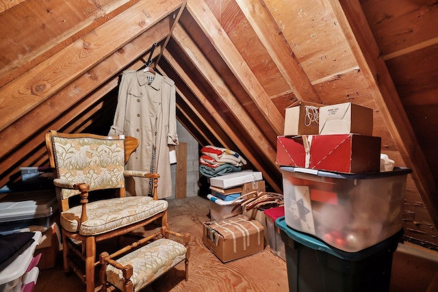 view of unfinished attic