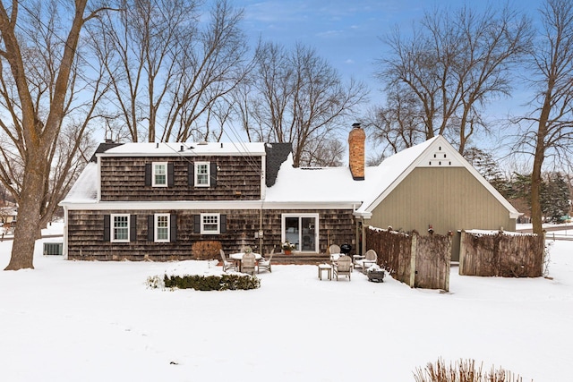 view of snow covered property