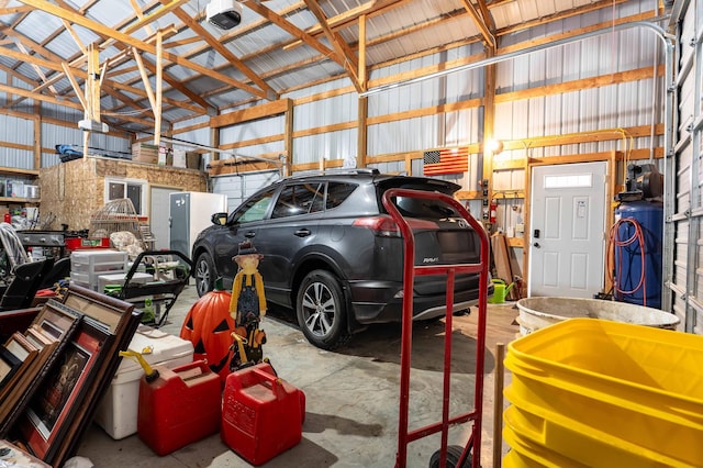 garage with a garage door opener