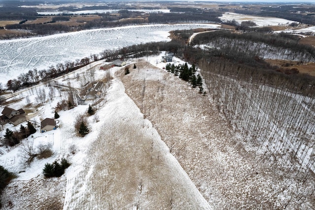 snowy aerial view with a rural view