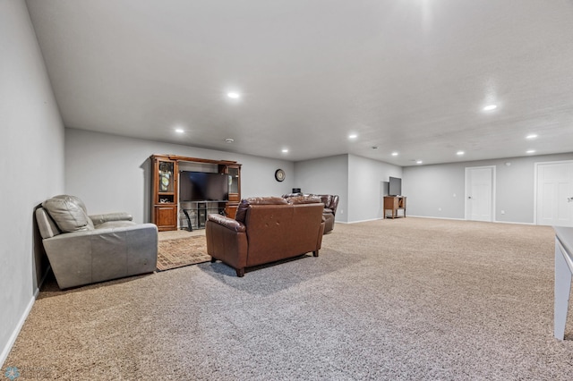 living room with light carpet