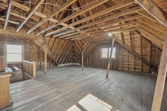 view of unfinished attic