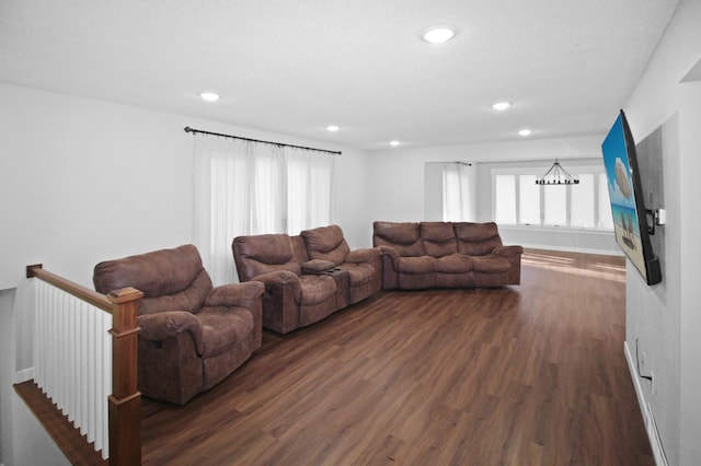 living room featuring dark hardwood / wood-style flooring