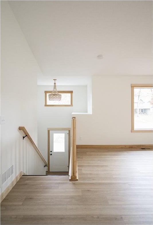 entrance foyer with light hardwood / wood-style flooring