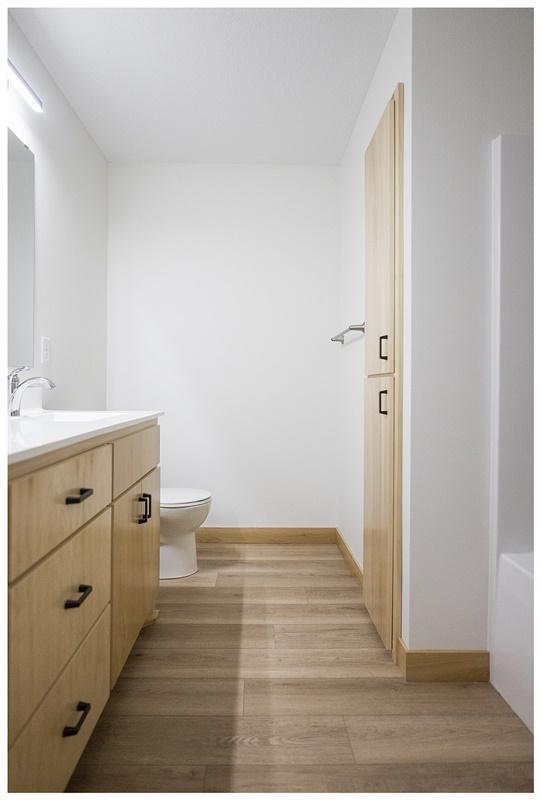 bathroom with vanity, hardwood / wood-style flooring, and toilet