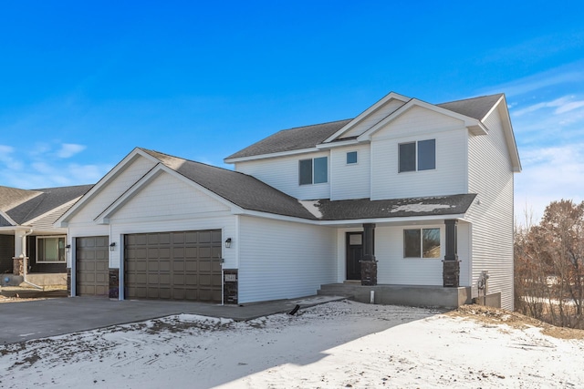 front facade with a garage