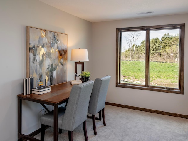 office area featuring carpet flooring