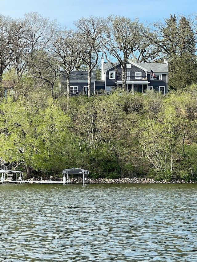 view of water feature featuring a dock