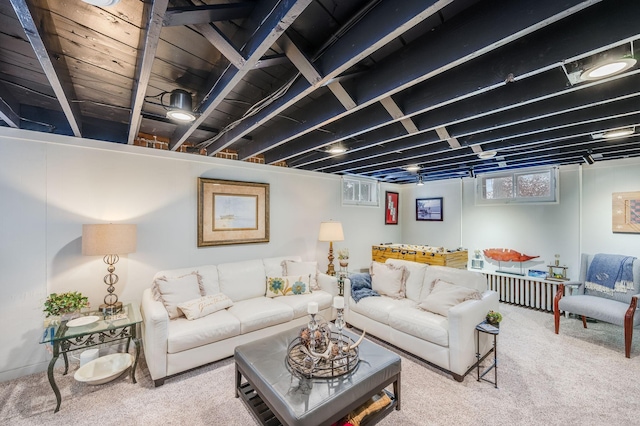 view of carpeted living area