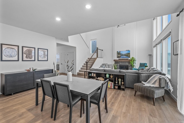 dining space featuring light hardwood / wood-style flooring