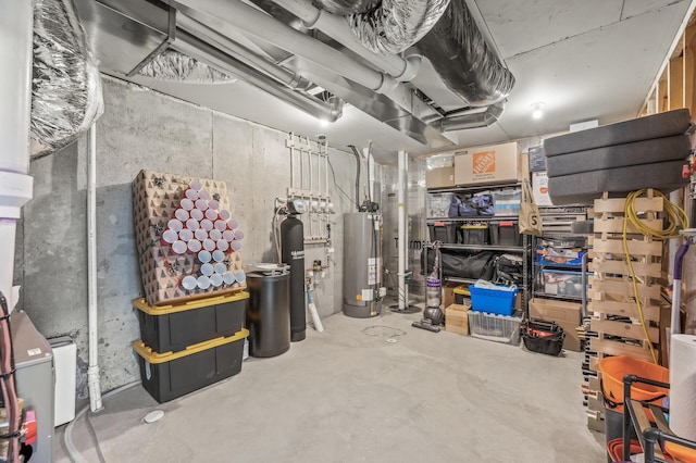 basement with gas water heater