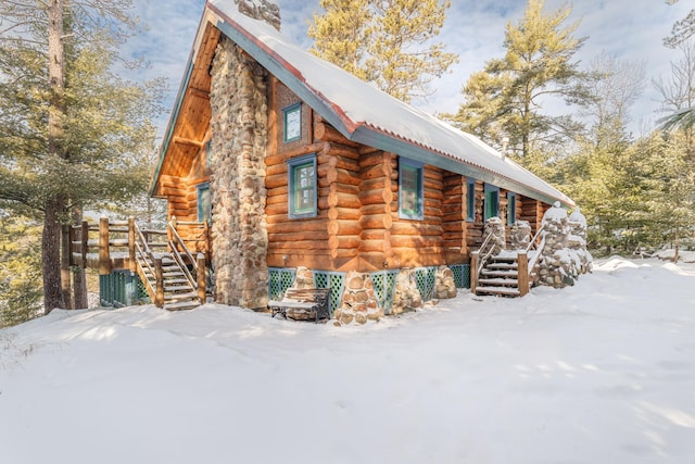 view of snowy exterior