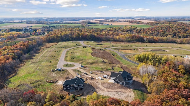 bird's eye view with a rural view