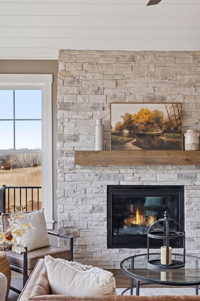 interior space featuring a fireplace