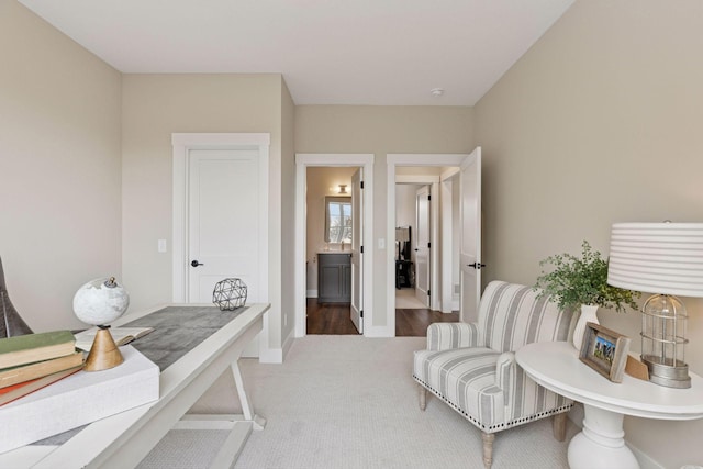 living area with baseboards