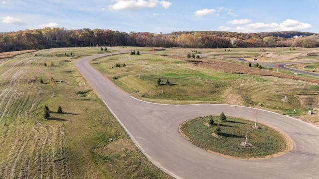 birds eye view of property with a rural view