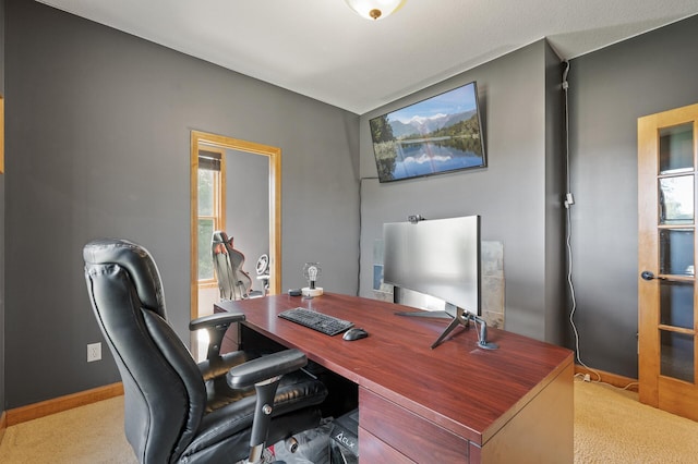 carpeted office with plenty of natural light