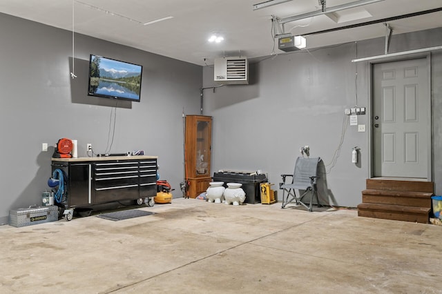 garage with a garage door opener