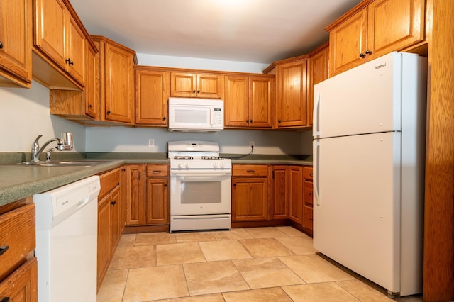 kitchen with white appliances and sink