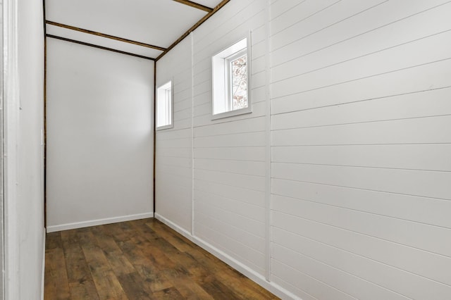 interior space with dark hardwood / wood-style flooring