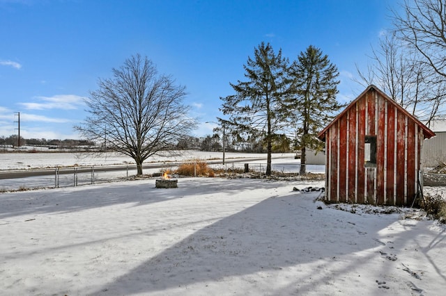 view of yard covered in snow