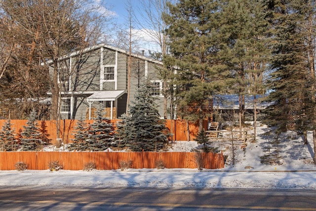 view of snow covered exterior