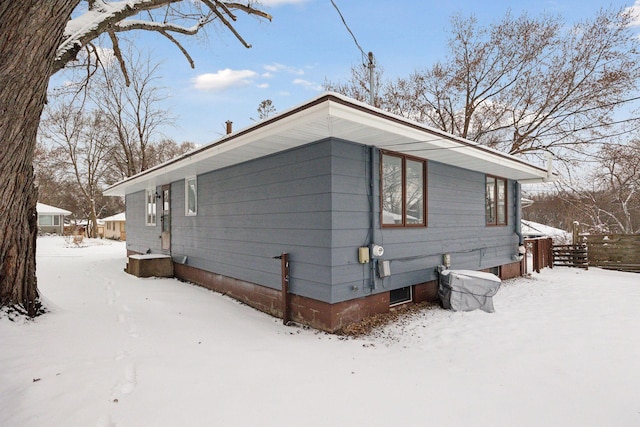 view of snowy exterior